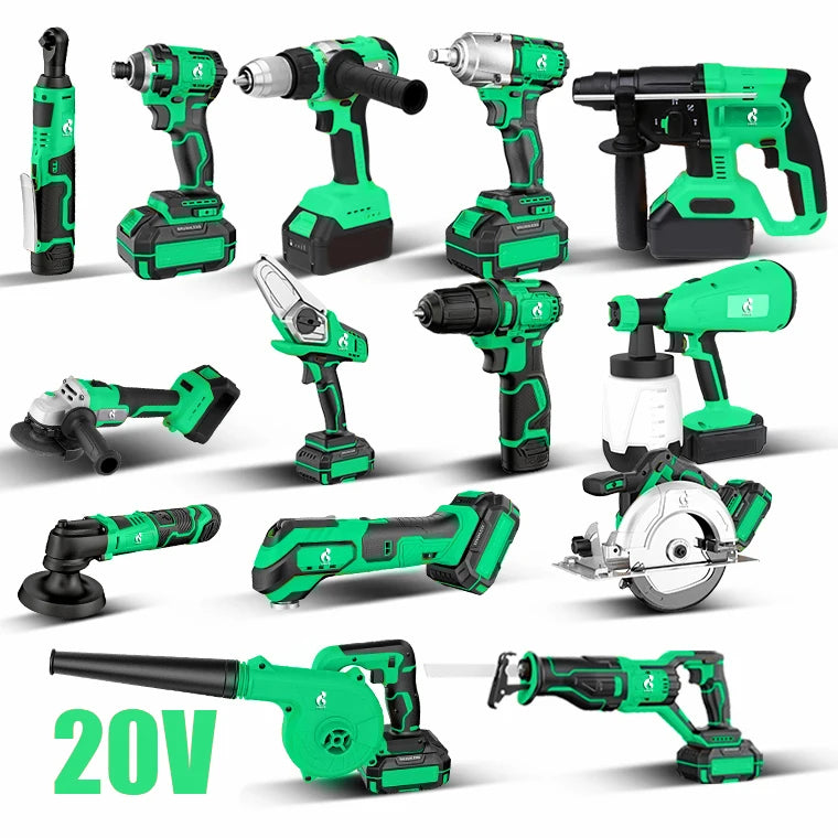 Power Tools Kits Rechargeable Lithium Brushless Electric Angle Grinder Cordless Wrench Toolbox Combination Tool Set