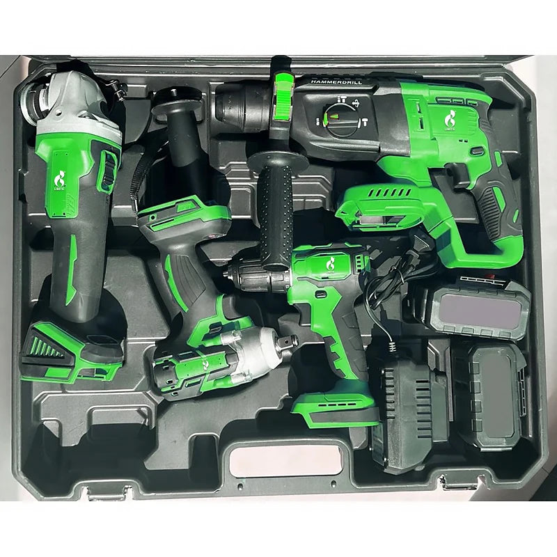 Power Tools Kits Rechargeable Lithium Brushless Electric Angle Grinder Cordless Wrench Toolbox Combination Tool Set